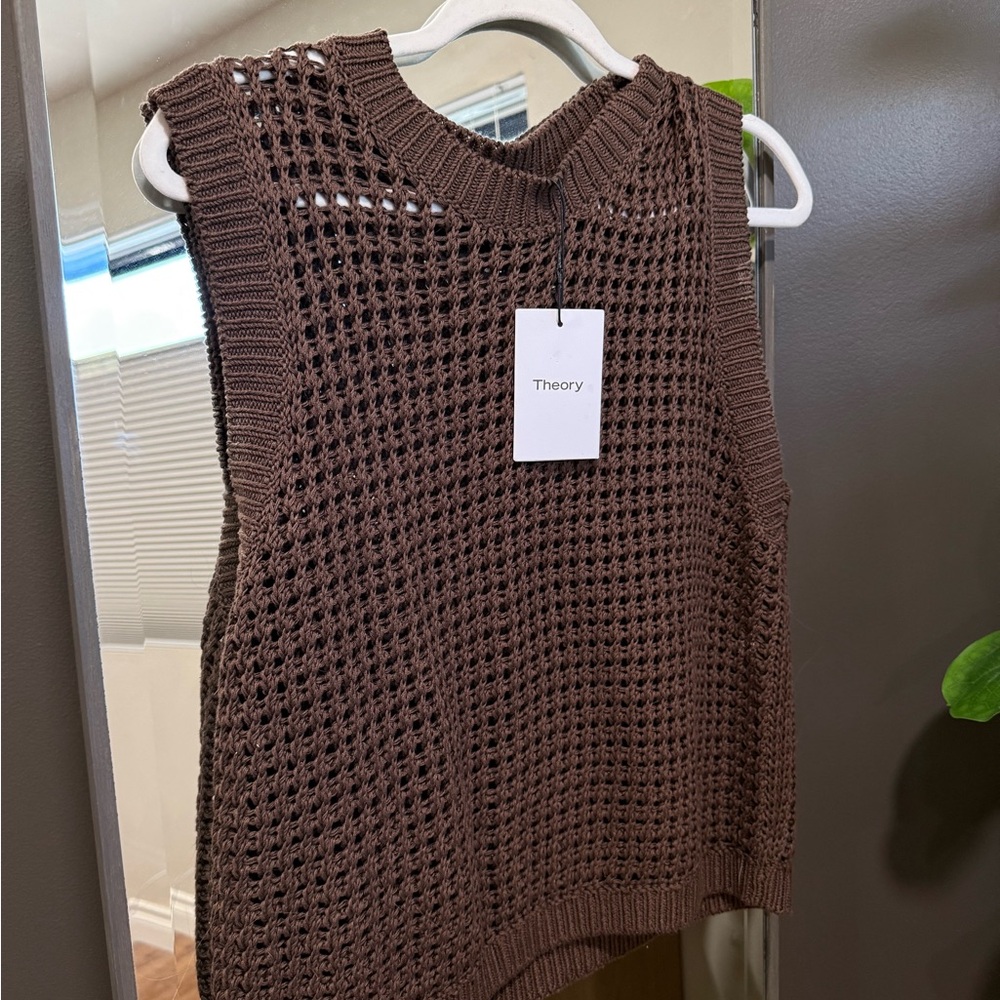 Theory Chocolate Brown Sleeveless Knit Top